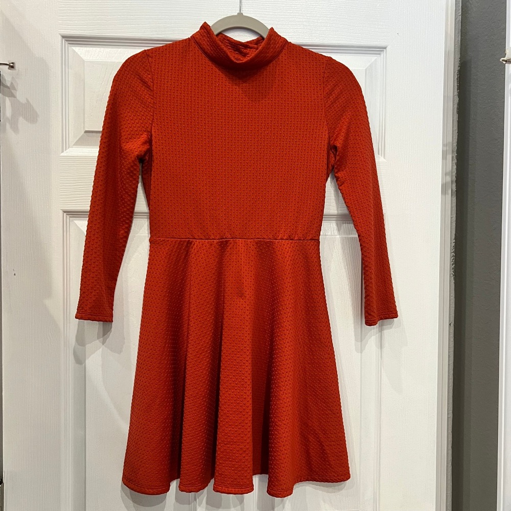 Free People Mini Dress Polyester Spandex Textured Bubble Knit Boho Mod Mock Neck